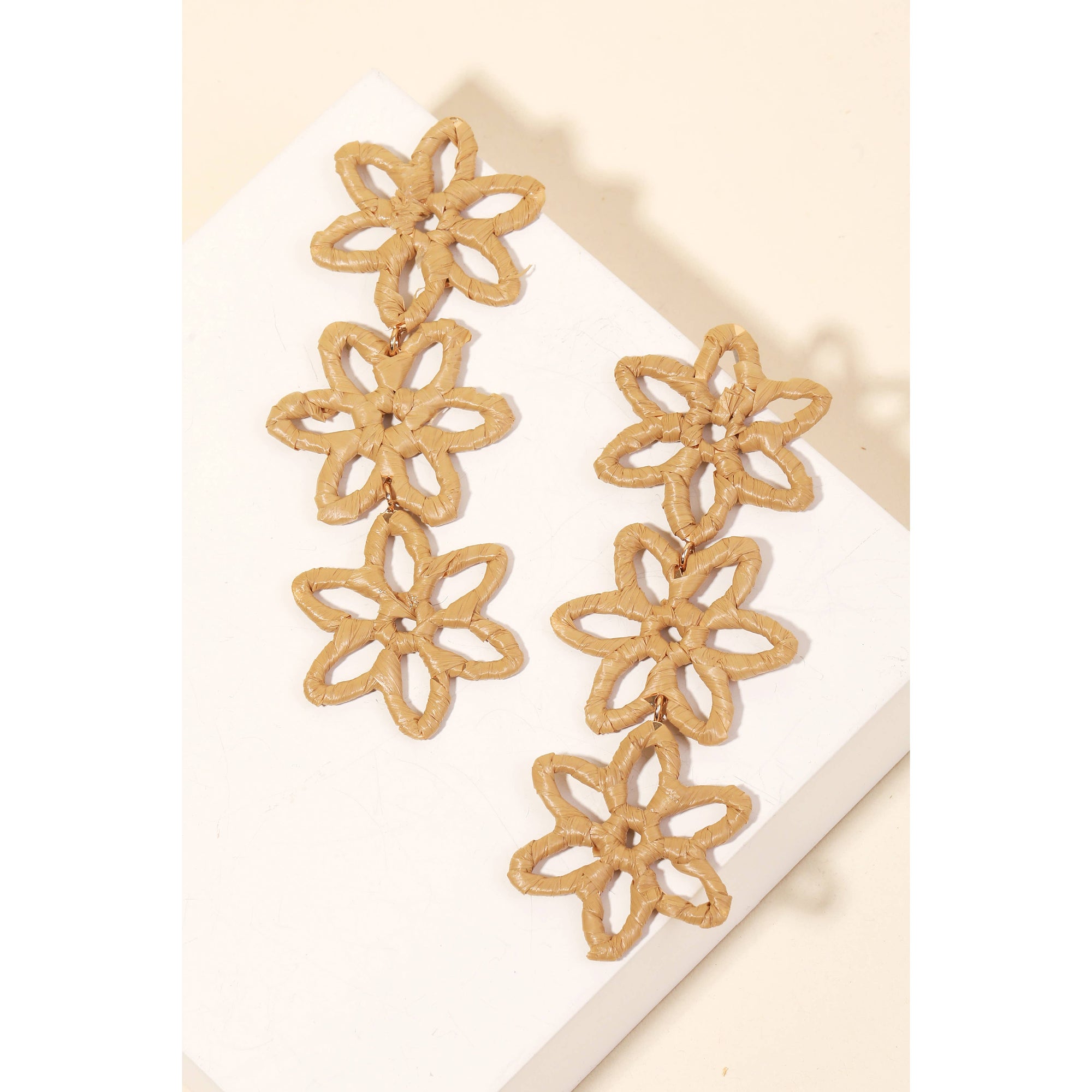 Raffia Wrap Flower Drop Earring