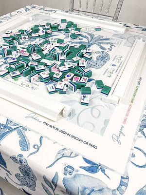 Blue Mahjong Tablecloth