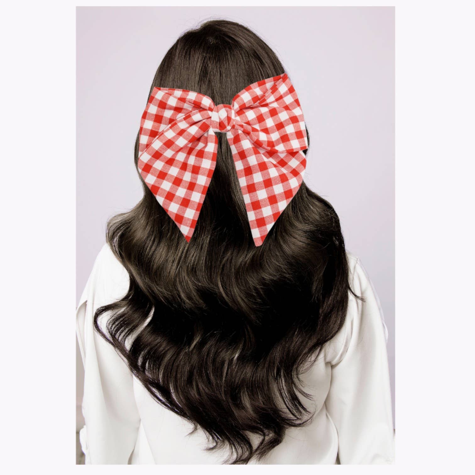 Checkered Hair Bow: Red/white