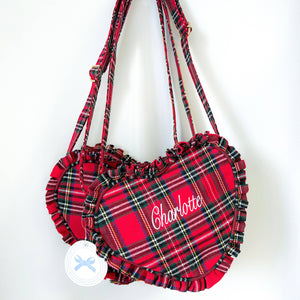 Red plaid heart purse