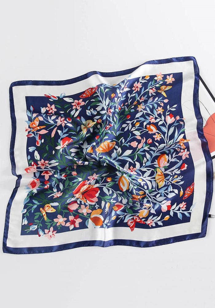 Navy Floral Scarf