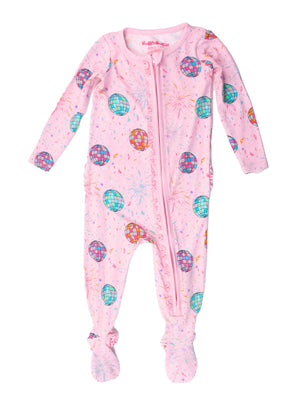 Pink New Year Bamboo Footed Pajama