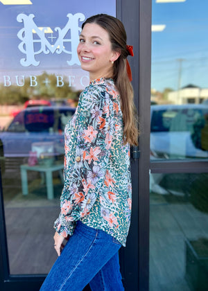 Fall Floral & Leopard Top