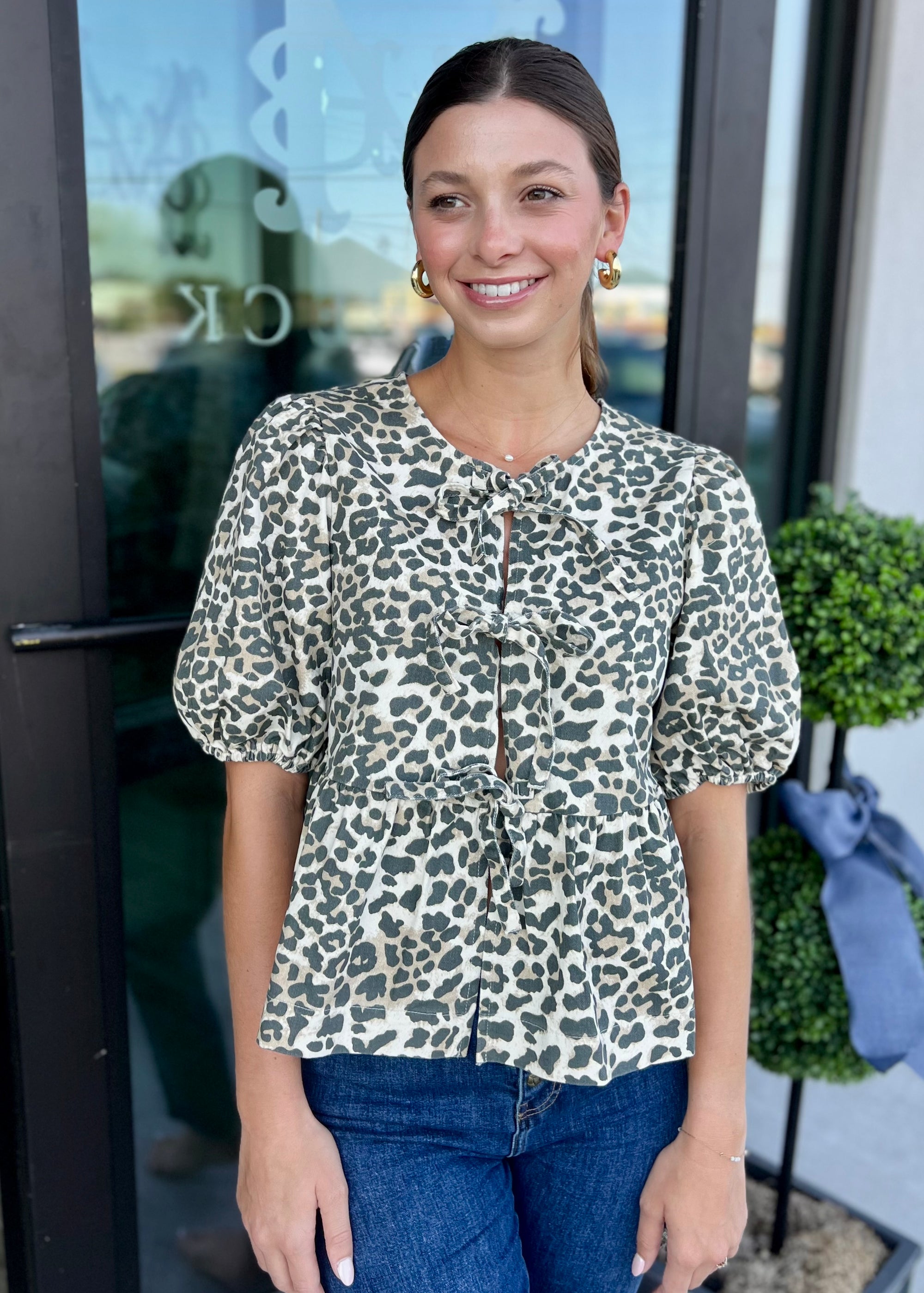 Animal Print Peplum Top