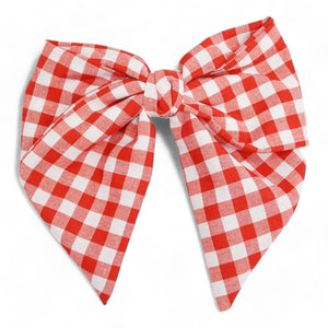 Checkered Hair Bow: Red/white