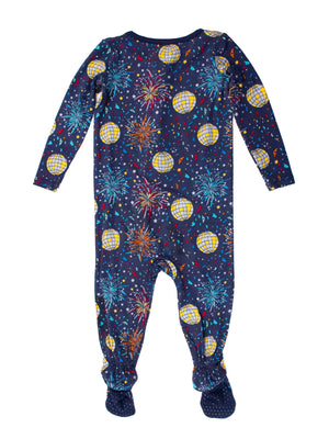 Navy New Year Footie Pajamas