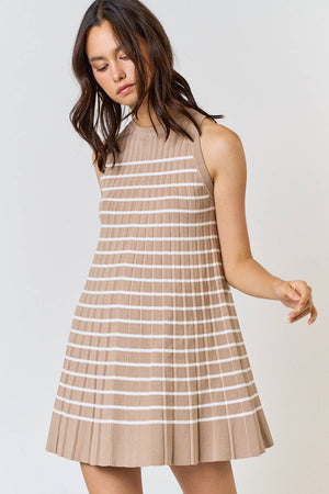 Pleated Striped Dress