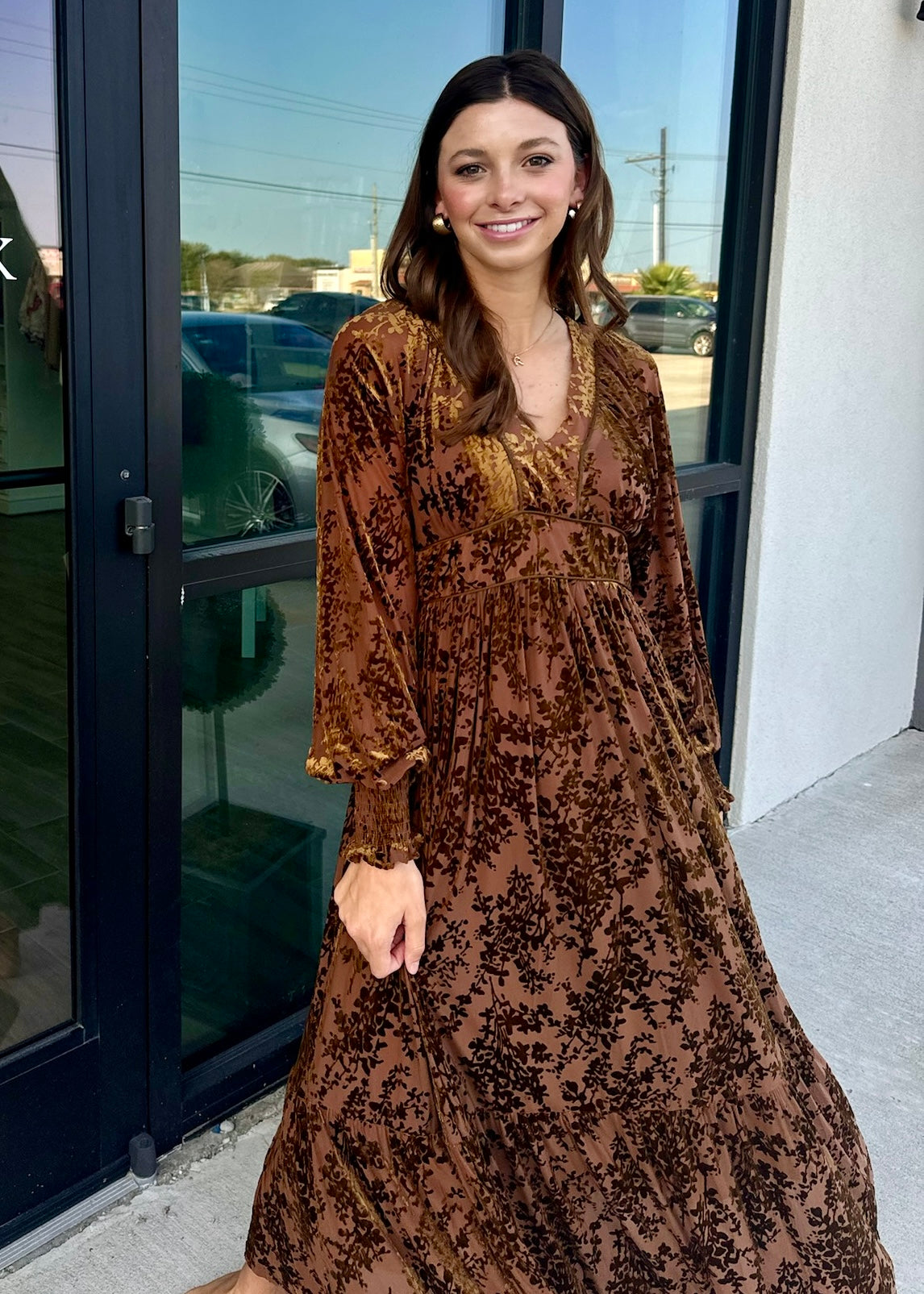 Mocha Velvet Maxi Dress