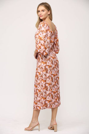 Puff Sleeve Floral Midi