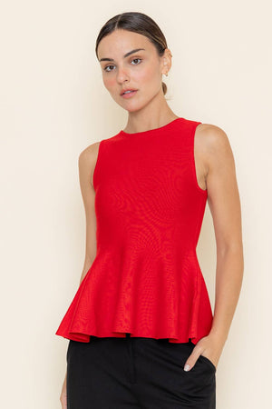 Red Peplum Knit Top