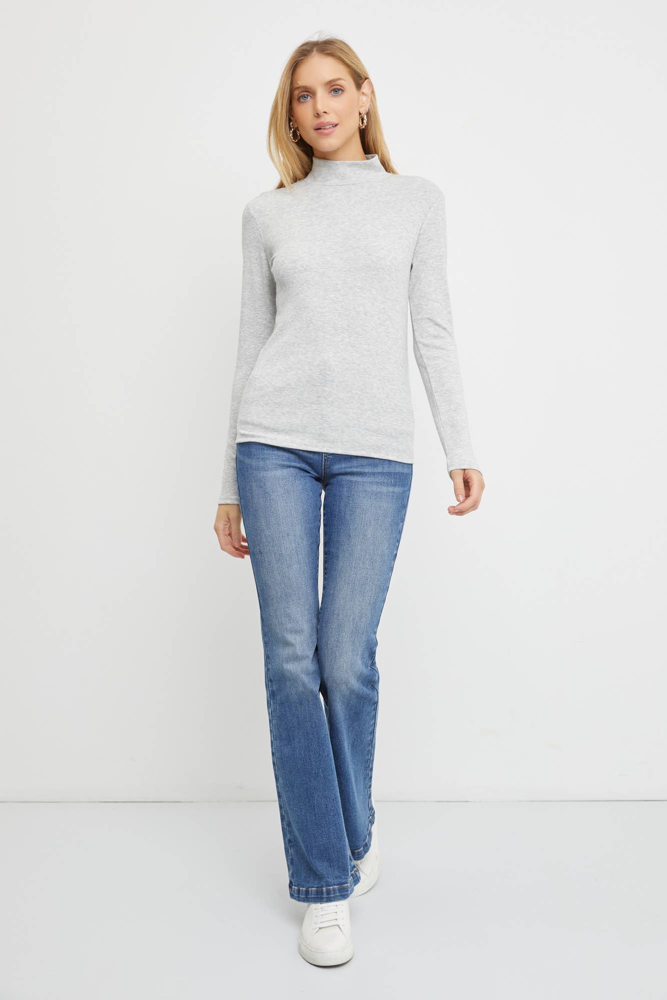 Turtleneck Knit Top - Grey