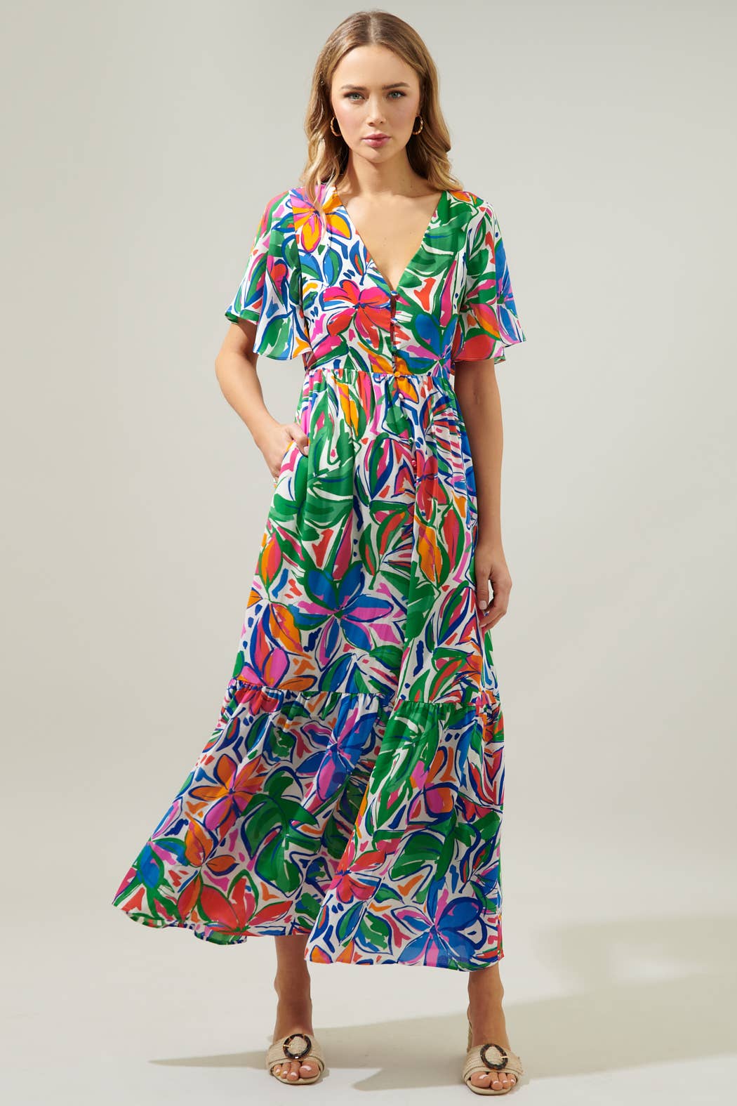 Paradise Falls Button Down Maxi Dress