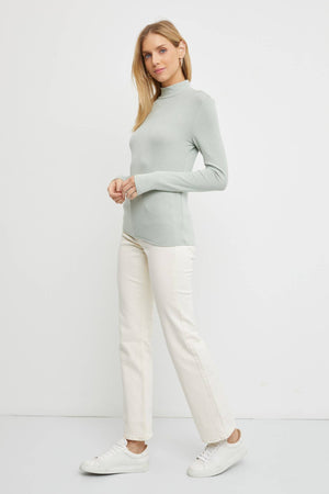 Turtleneck Knit Top - Grey