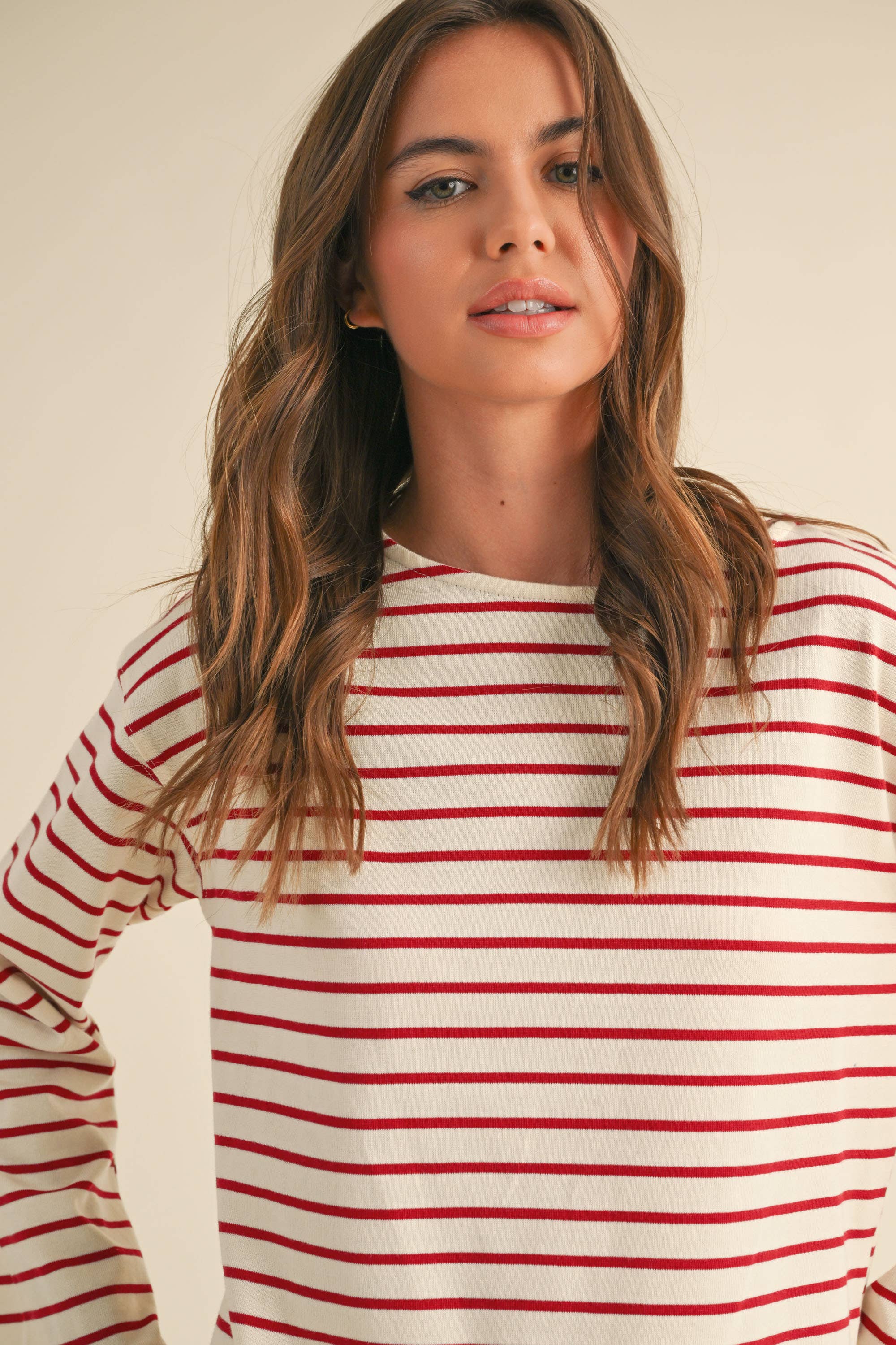 Maroon Striped Long Sleeve