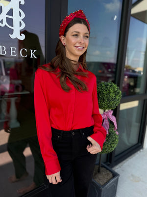 Red Satin Button Down