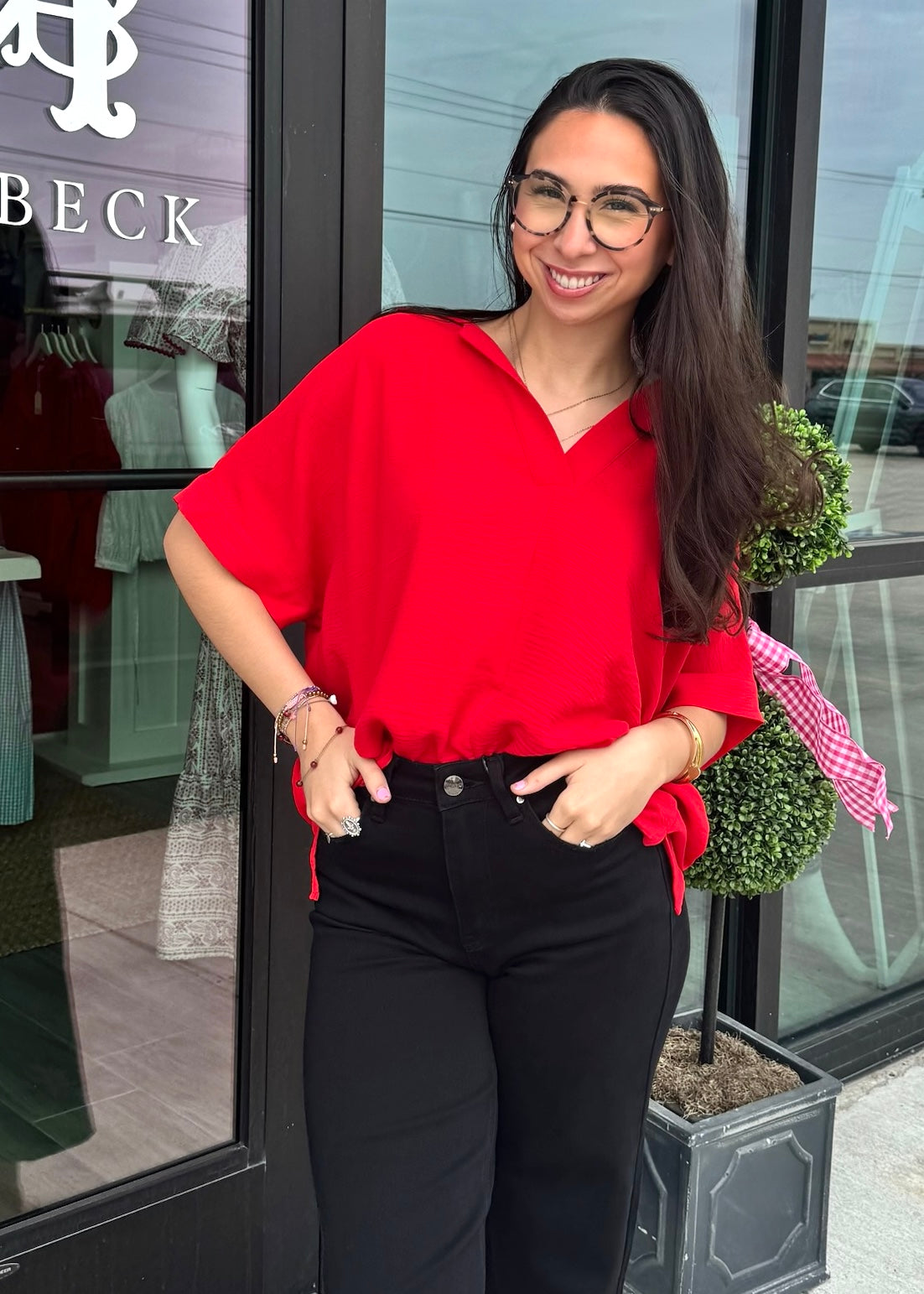 Grace Comfy Blouse In Red