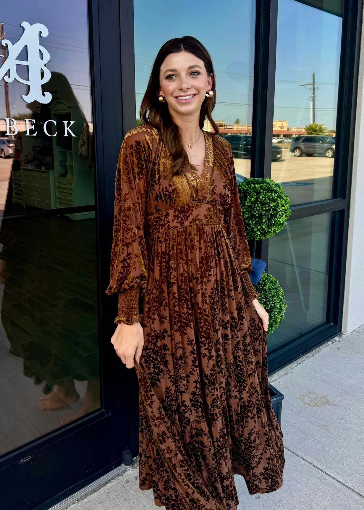 Mocha Velvet Maxi Dress