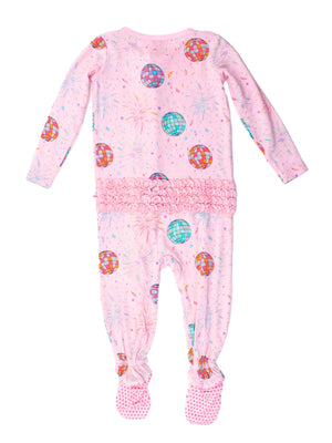 Pink New Year Bamboo Footed Pajama