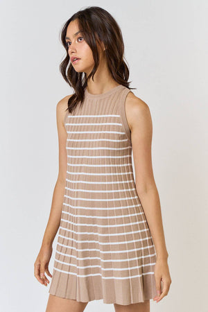 Pleated Striped Dress