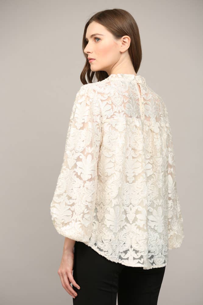 Burnout Velvet Ivory Top