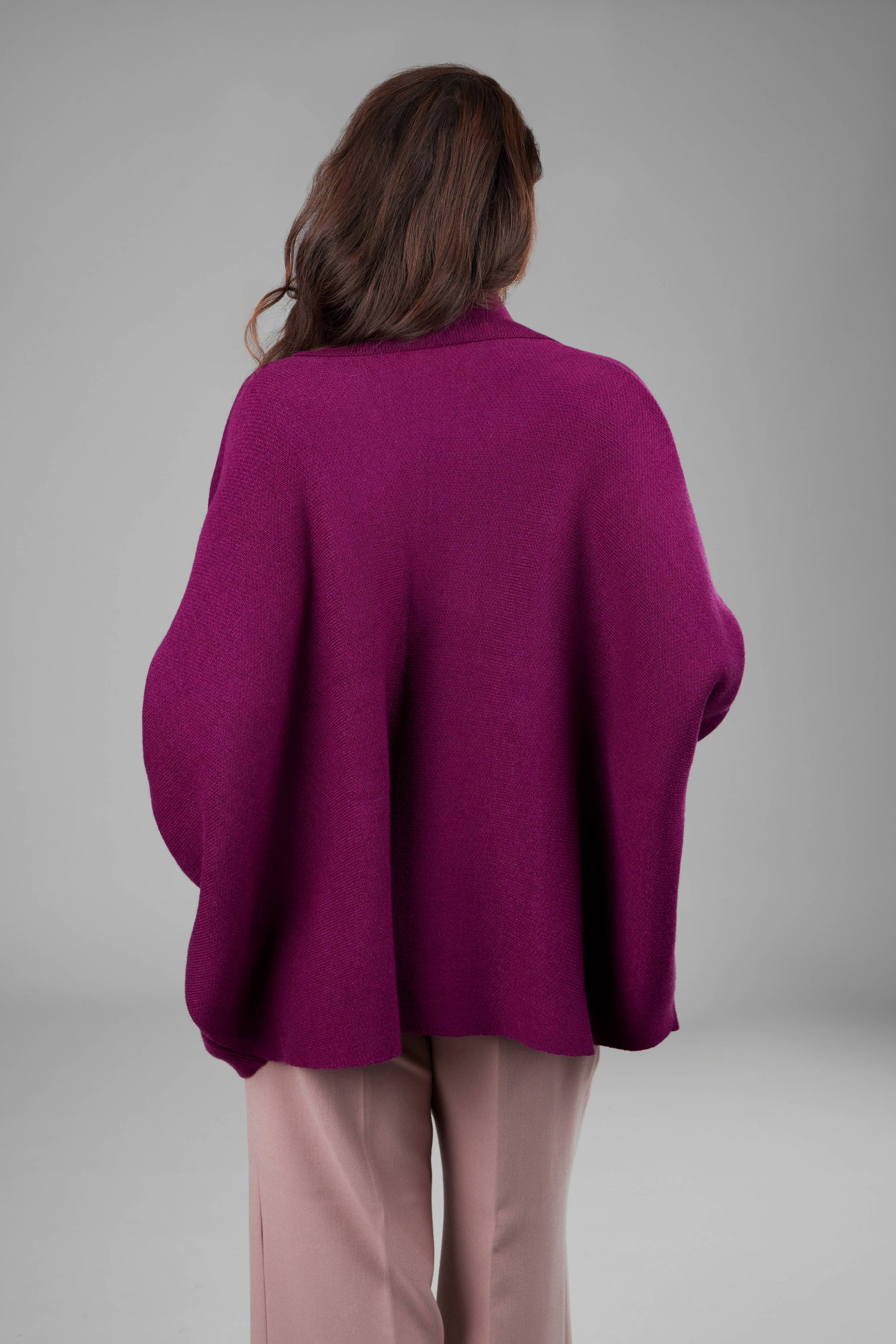 Open Front Oversized Cardigan: Purple