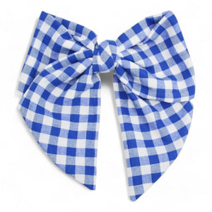 Checkered Hair Bows: blue/white