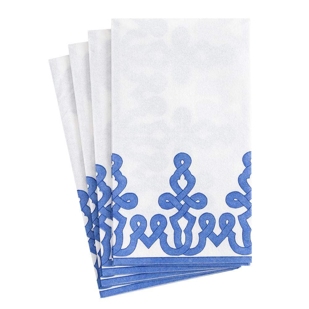 Dessin Passementerie Linen Guest Towel Napkins in Riviera Blue
