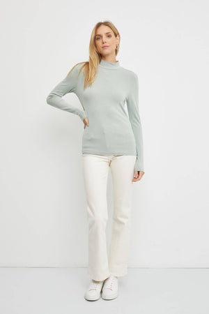 Turtleneck Knit Top - Grey