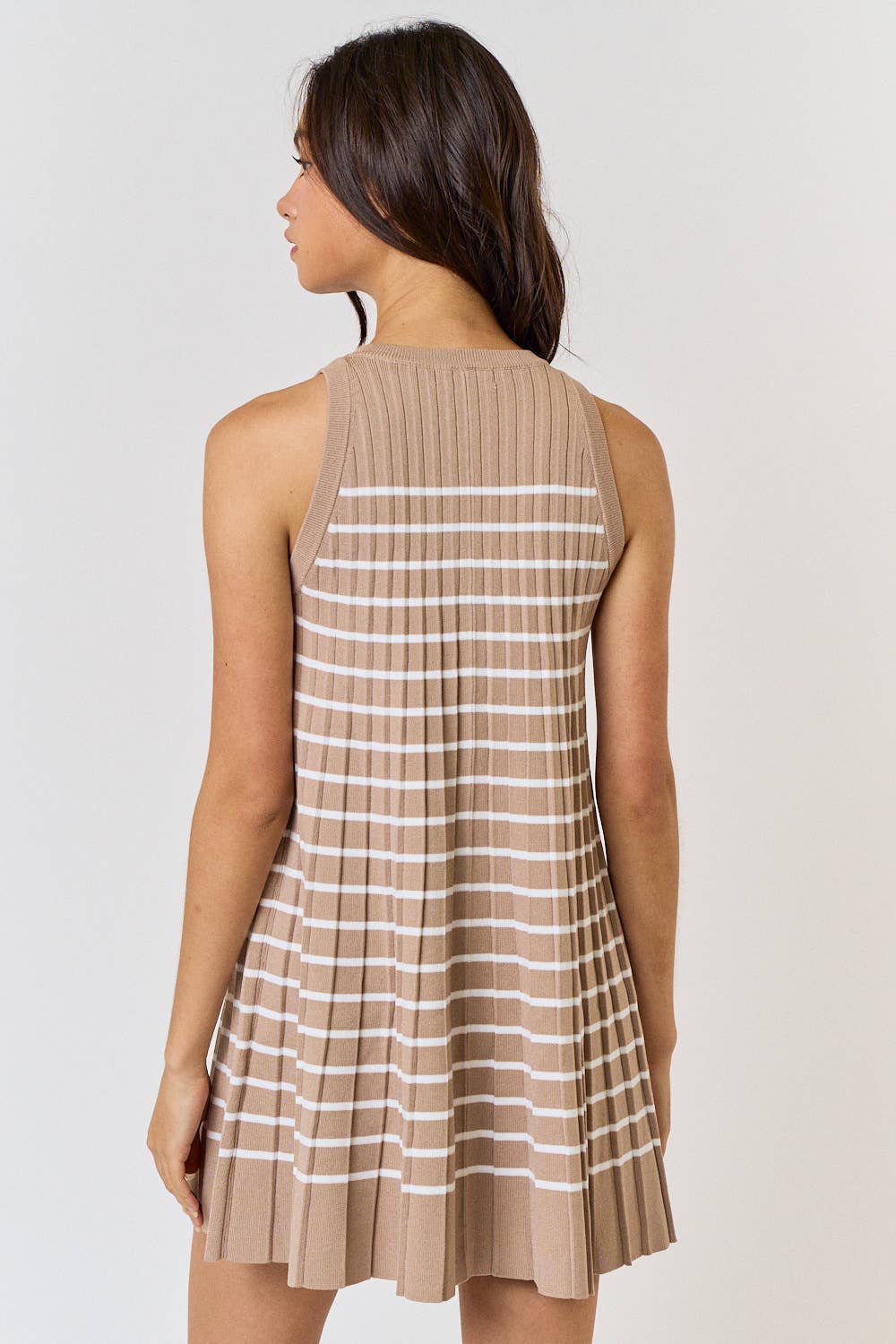 Pleated Striped Dress