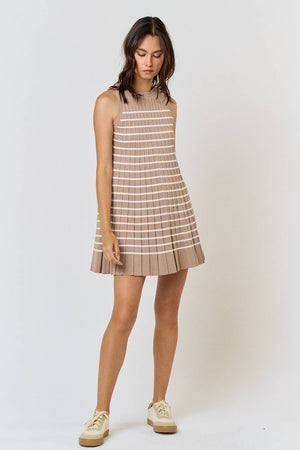 Pleated Striped Dress