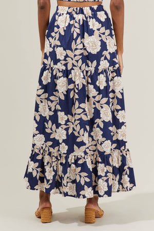 Tropics Navy Maxi Skirt