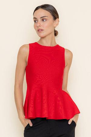 Red Peplum Knit Top