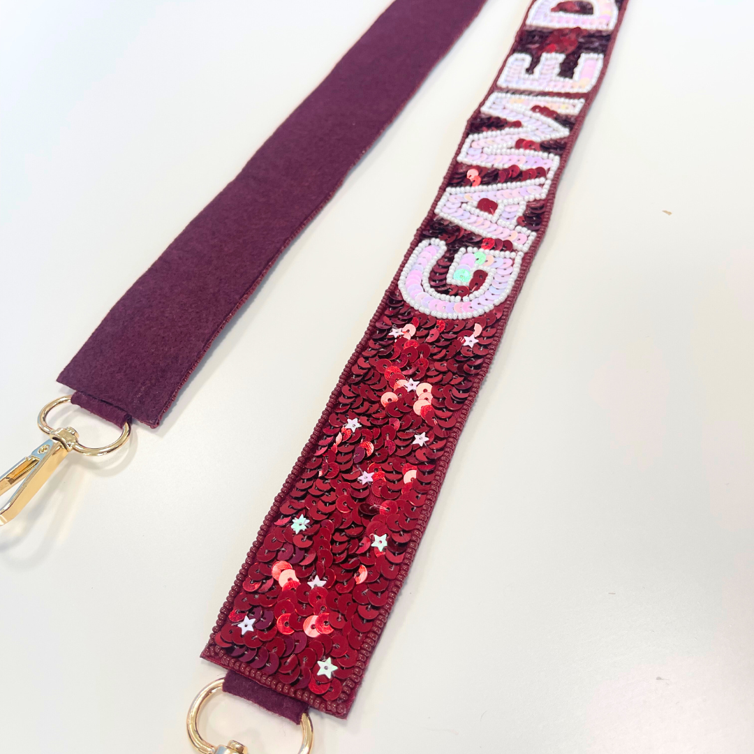 Maroon Sequin Game Day Bag Strap