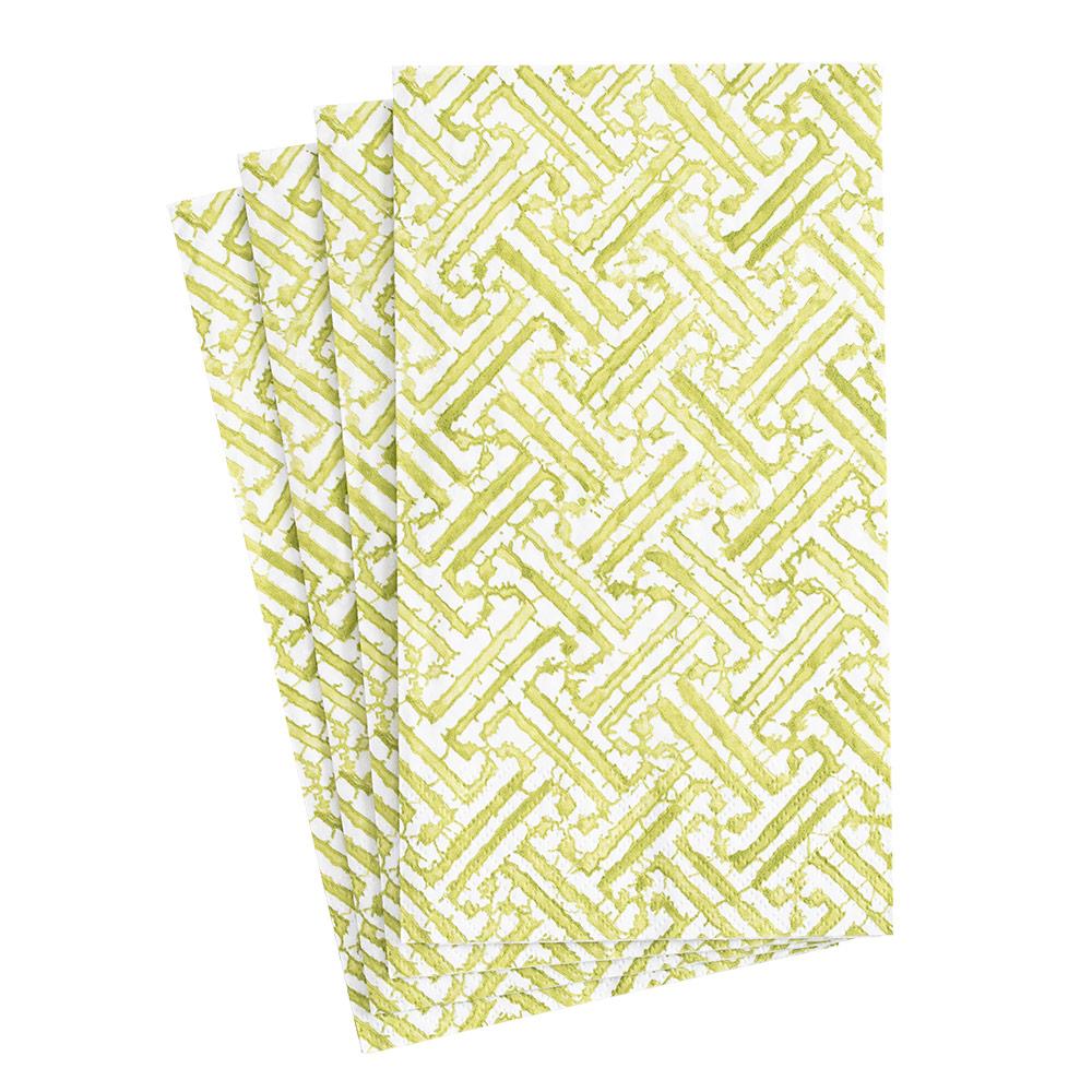 Fretwork Guest Towel Napkins in Moss Green