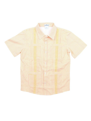 Kids Guayabera - Pink/Citrus Check