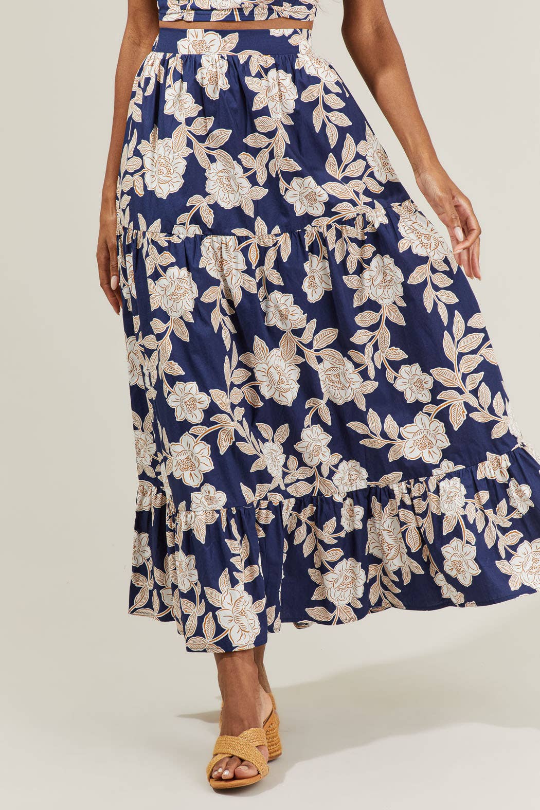 Tropics Navy Maxi Skirt