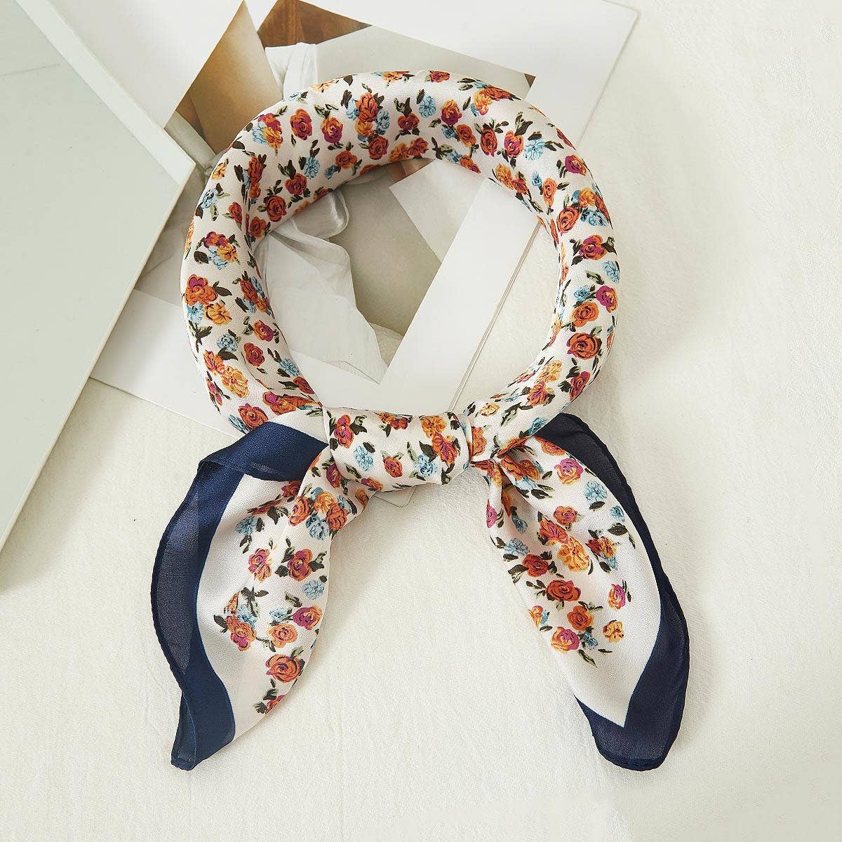 Navy Floral Scarf