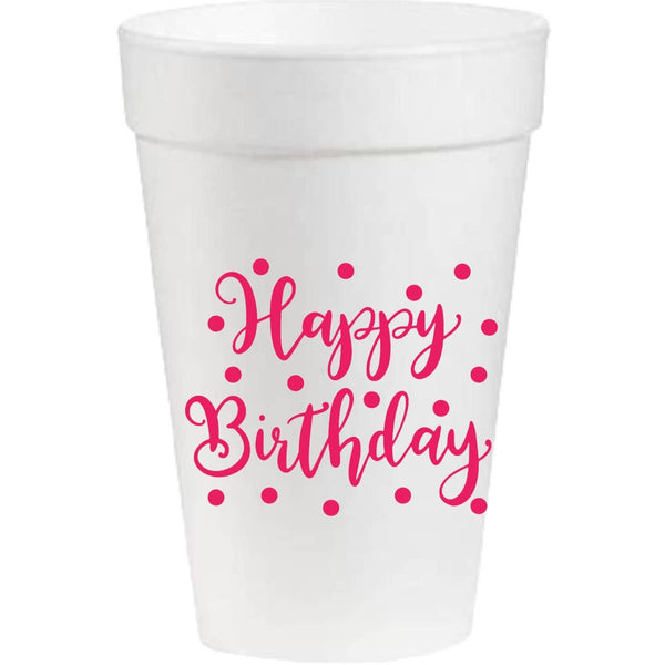 Happy Birthday 16oz Foam Cups by Pickering Boxwood